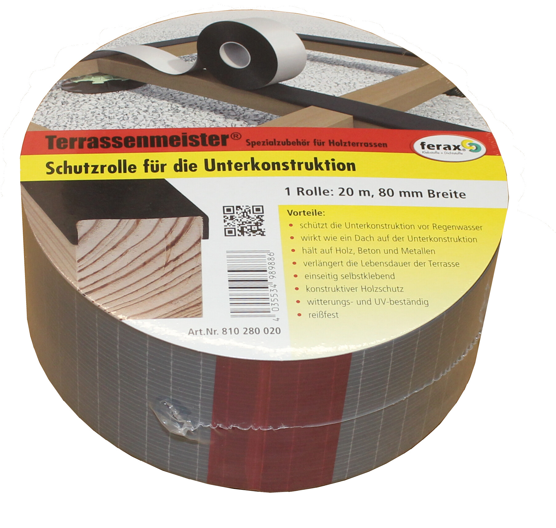 Ferax Schutzrolle 80mm x 20m schwarz für Unterkonstruktion
