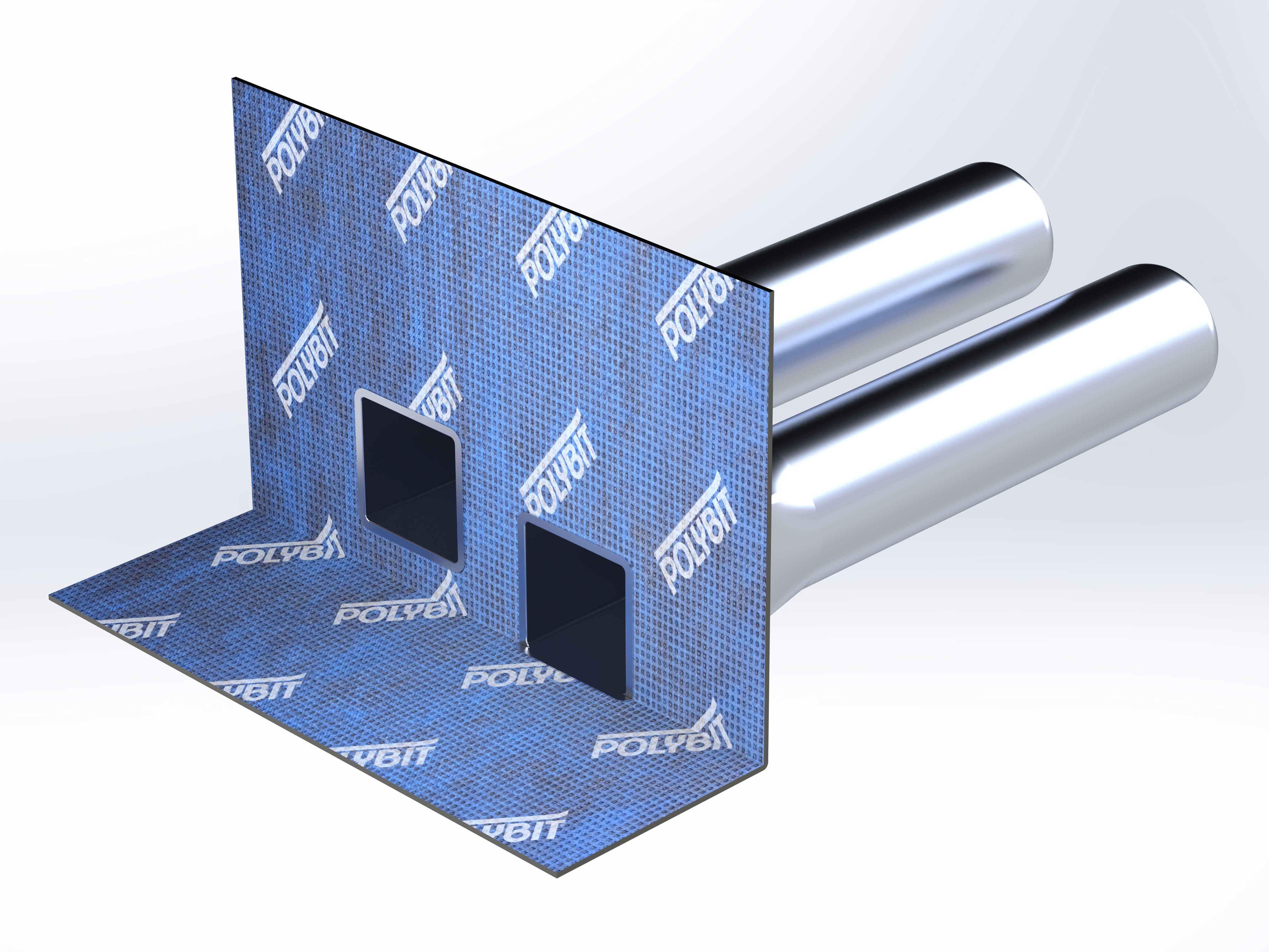 Polybit V4A Attika-Duo-Durchführung Ø110mm 600mm Bitumen